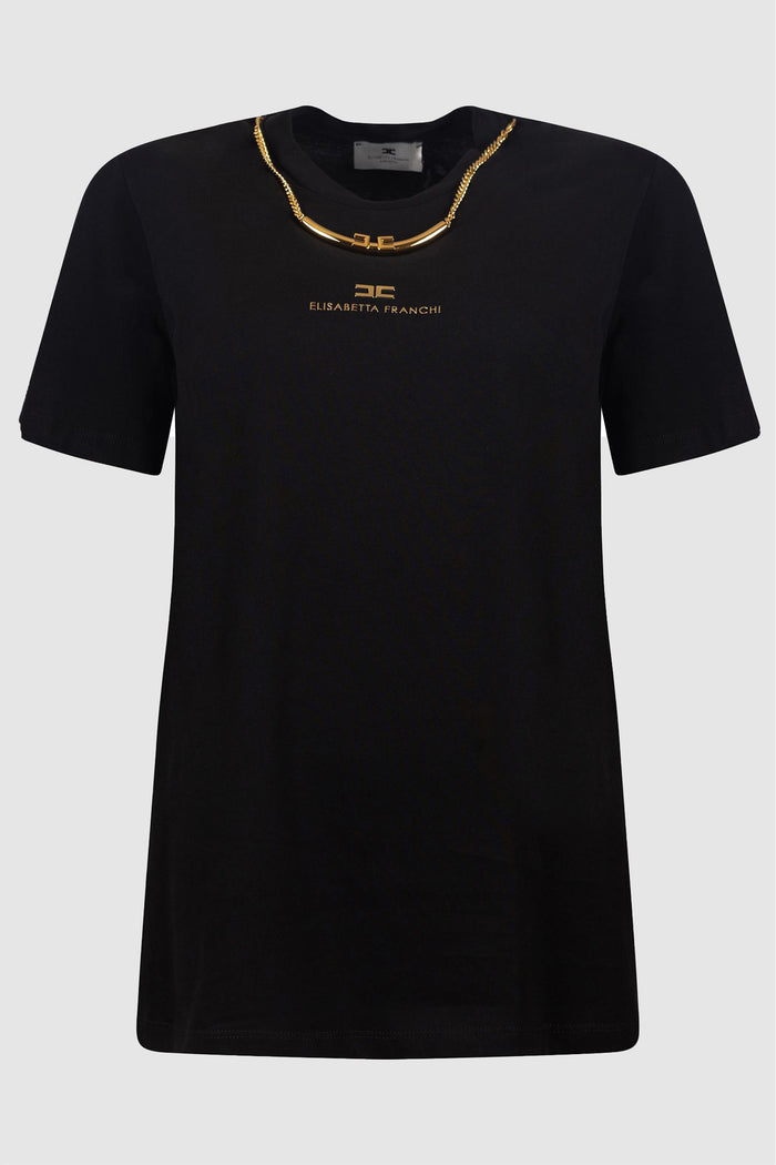 T-shirt in jersey di cotone con collana