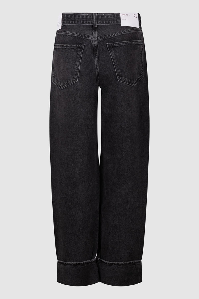 Jeans wide leg in denim nero lavato-2
