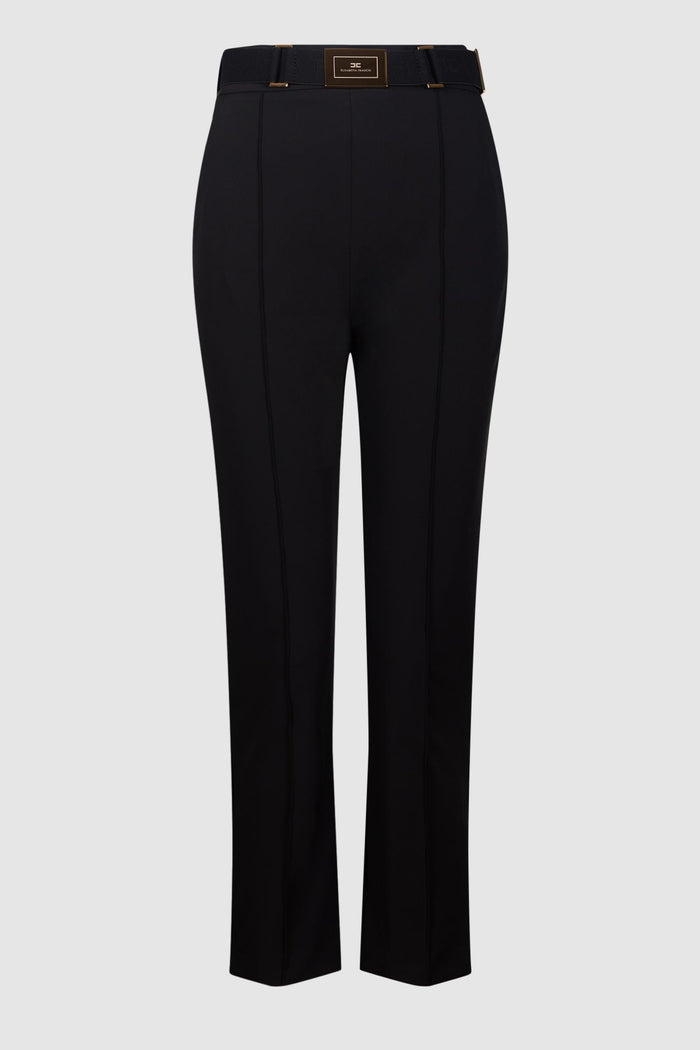 Pantaloni in tessuto tecnico bielastico con cintura