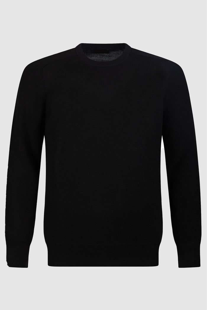 Maglione Girocollo Uomo in Maglia Fine - Nero-1