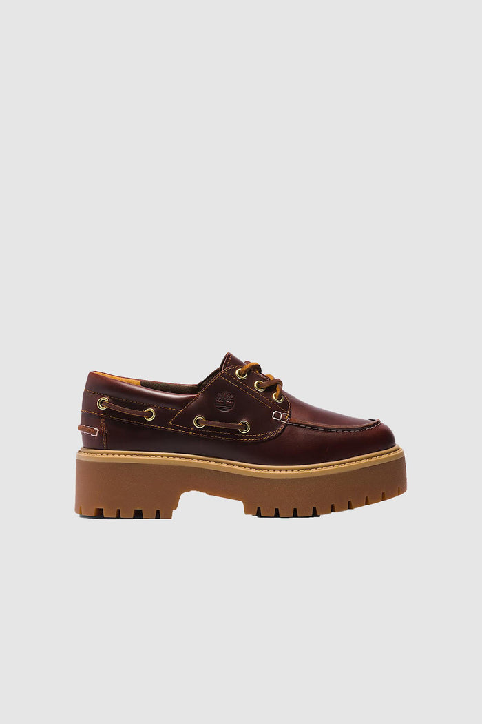 Scarpa da Barca con Plateau Stone Street da Donna in marrone scuro