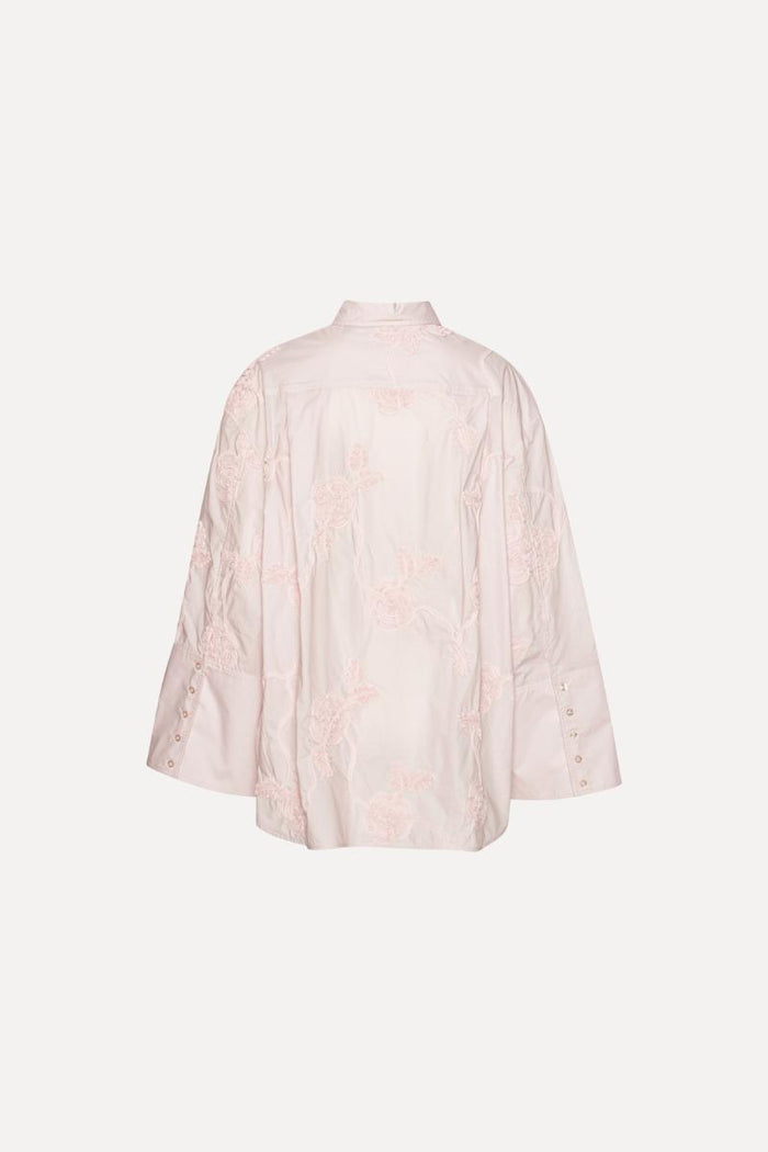 Camicia oversize a fiori rosa chiaro-2