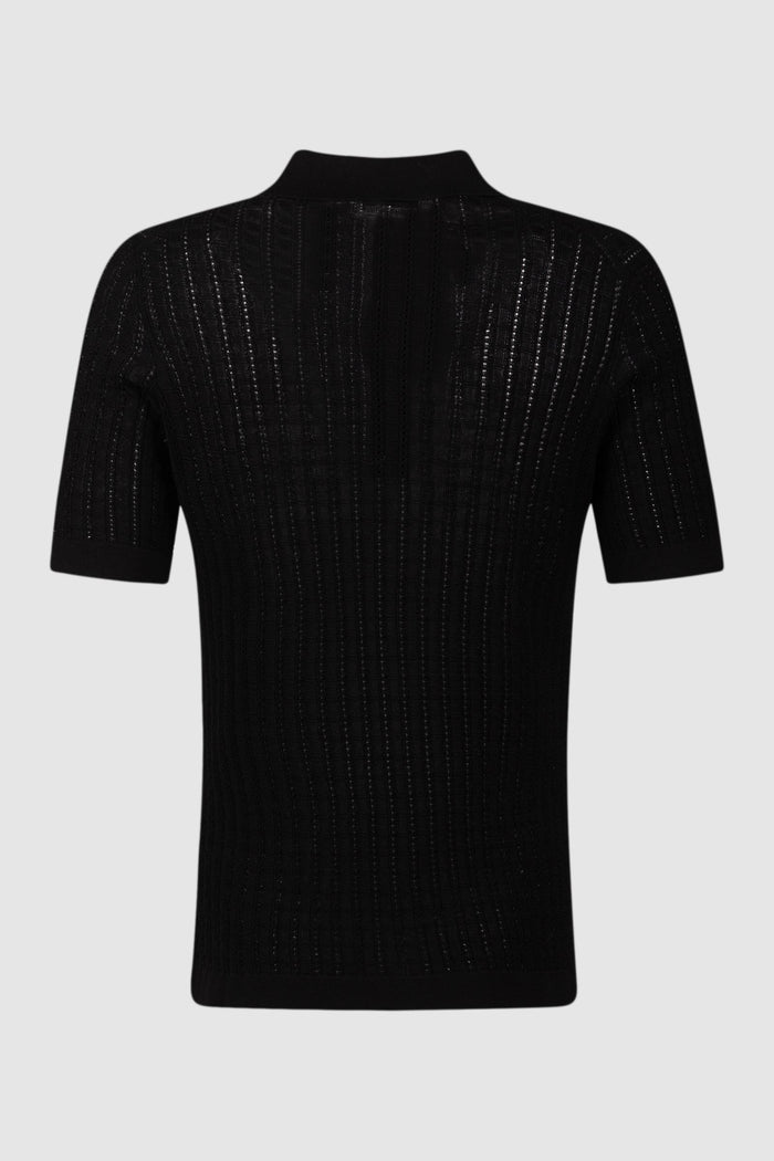 Polo in Maglia Nera con Bottoni-2