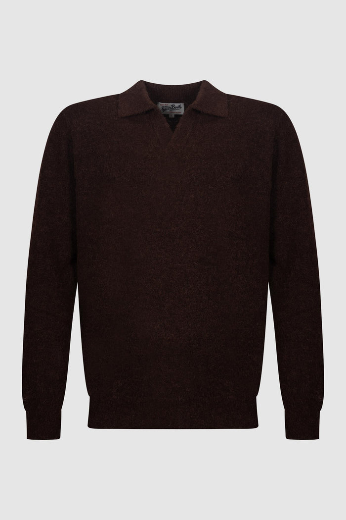 Maglione con colletto in maglia fine