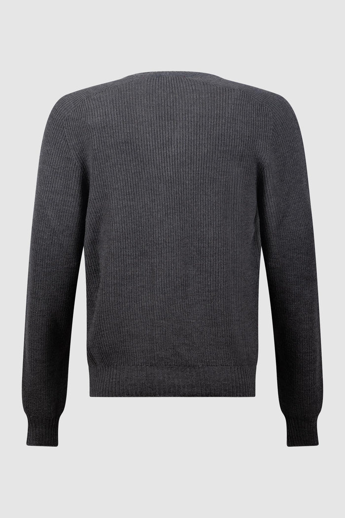 Cardigan grigio in Maglia a Coste-2