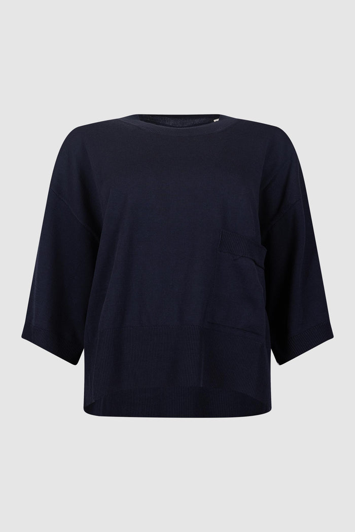 Maglia crop manica 3/4 blu