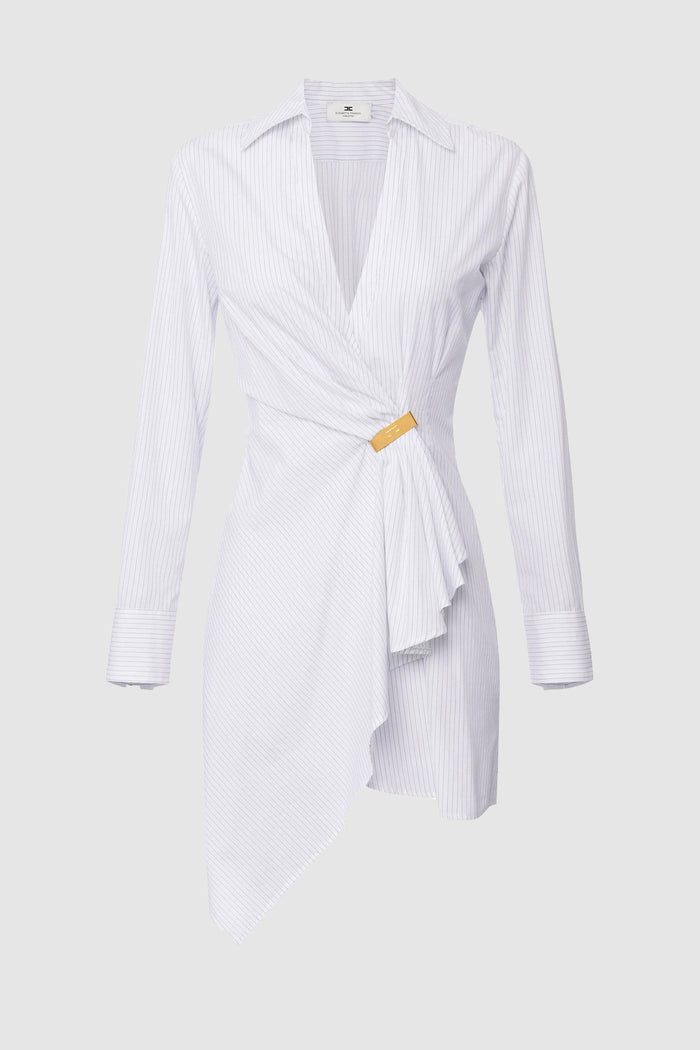 Shirt dress in popeline con dettaglio gioiello