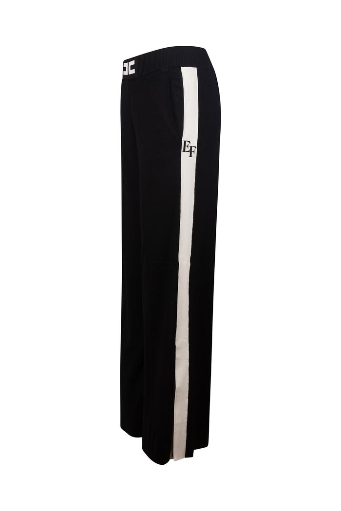 Pantaloni neri con cintura con logo-3