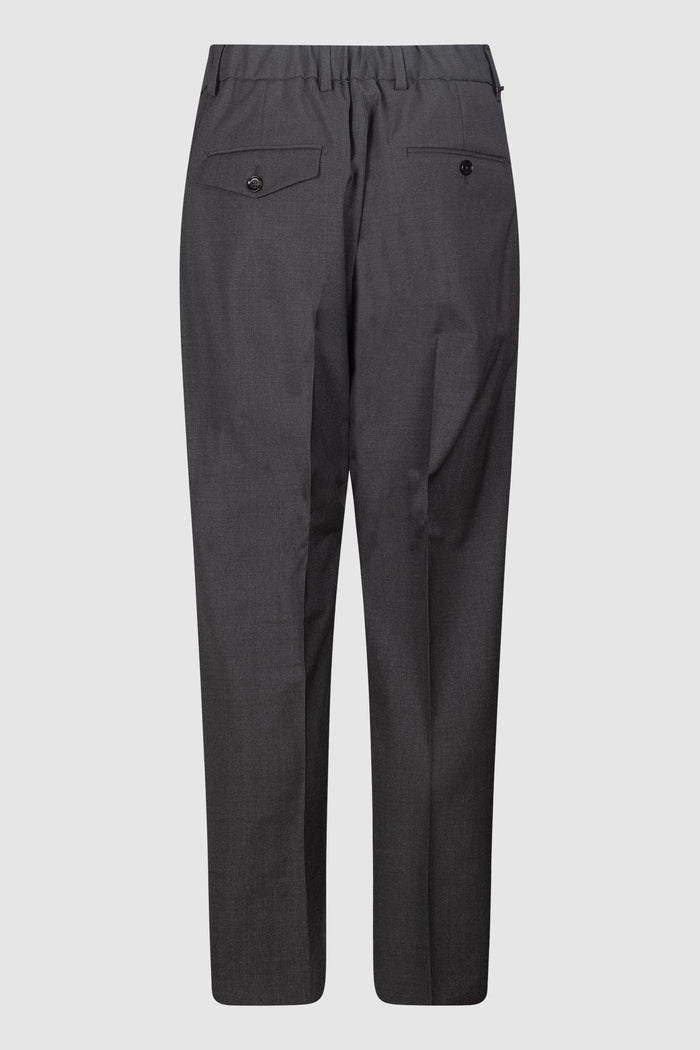 Pantaloni Classici a Vita Alta in Lana Grigio Antracite-2