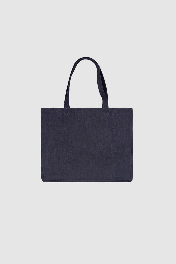 Large Tote Bag in Denim con Logo-2