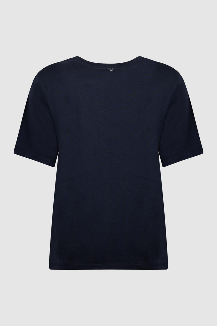 T-shirt in cotone con stampa grafica - Blu-2