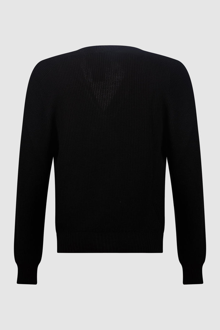 Cardigan Nero in Maglia a Coste-2