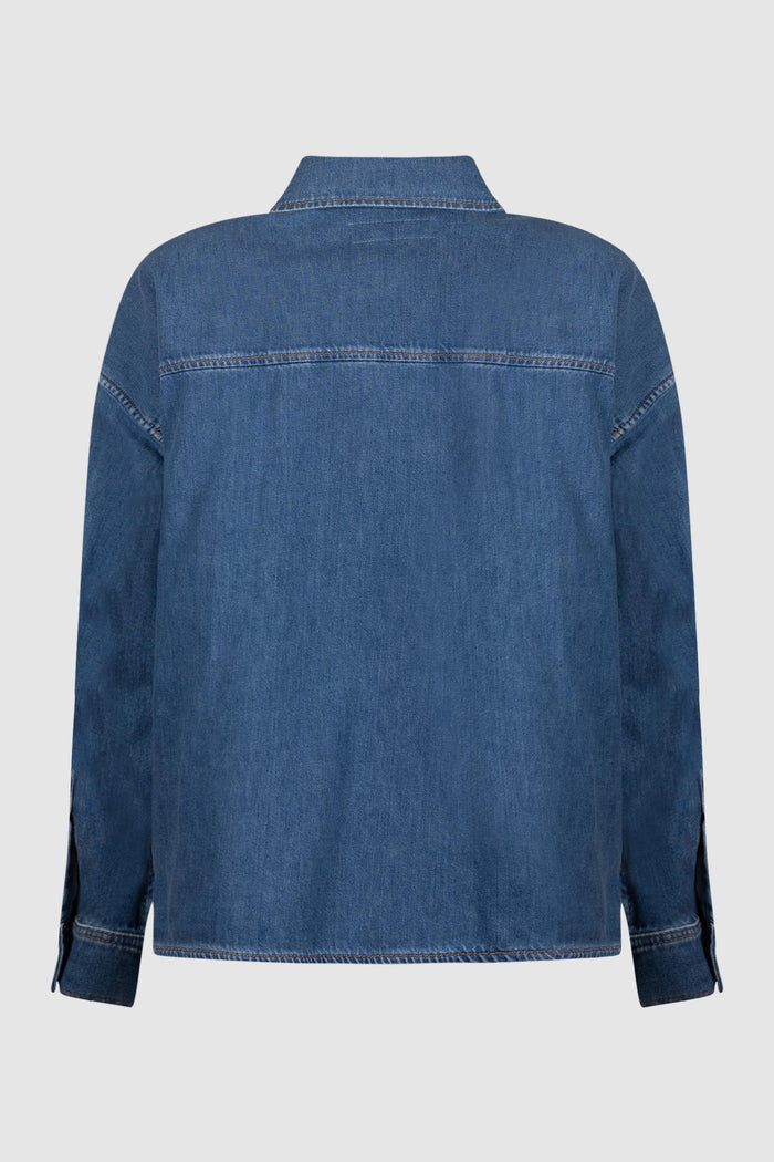 Camicia in denim di cotone - Blu-2