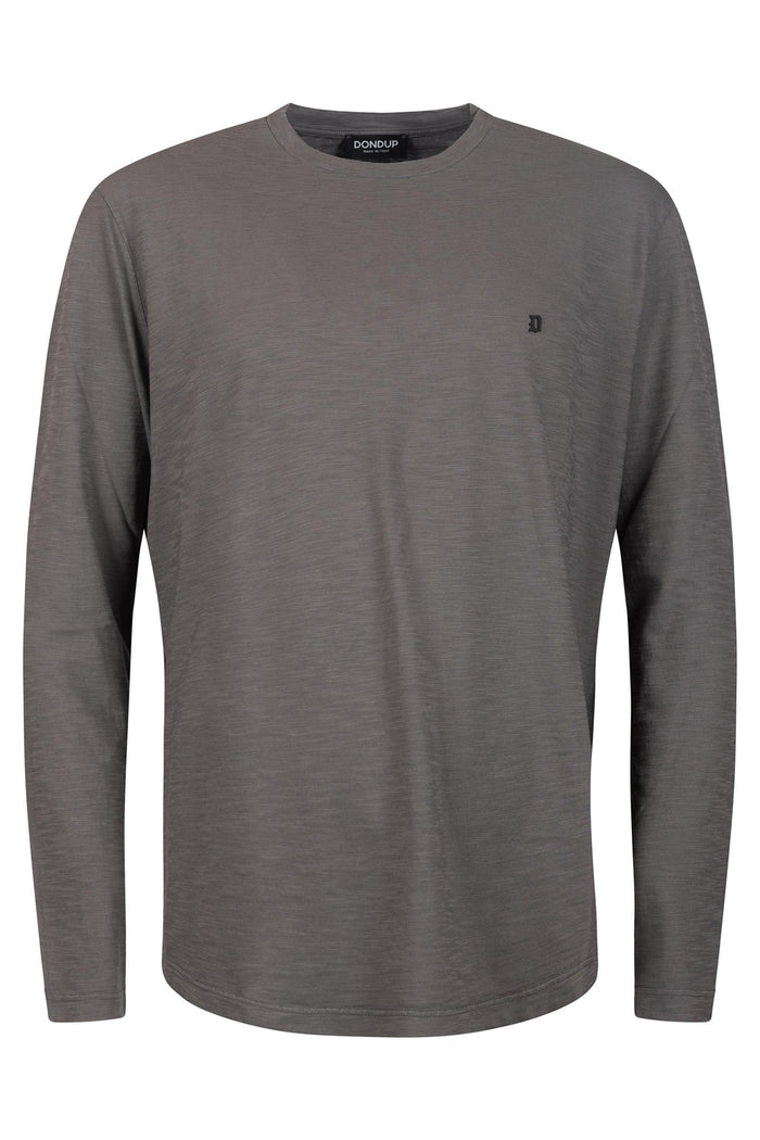 T-shirt Manica Lunga in Cotone con Logo Ricamato-2