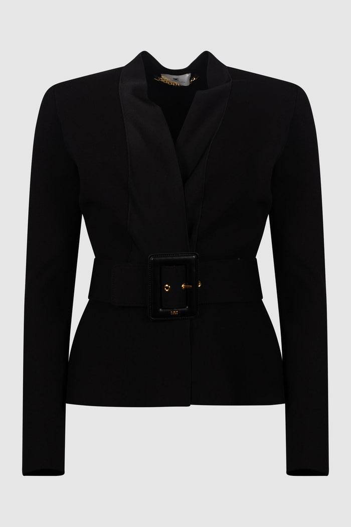 Giacca Elisabetta Franchi con Cintura e Revers in Raso