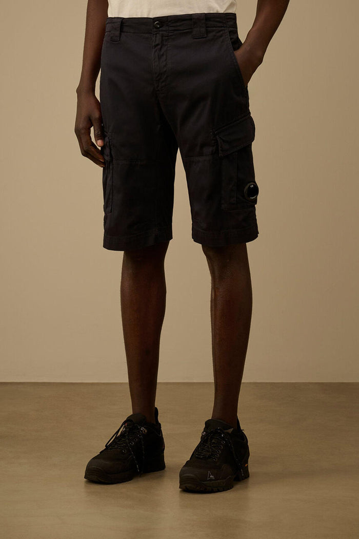 Pantaloncini cargo elasticizzati in raso con lenti a contatto-2