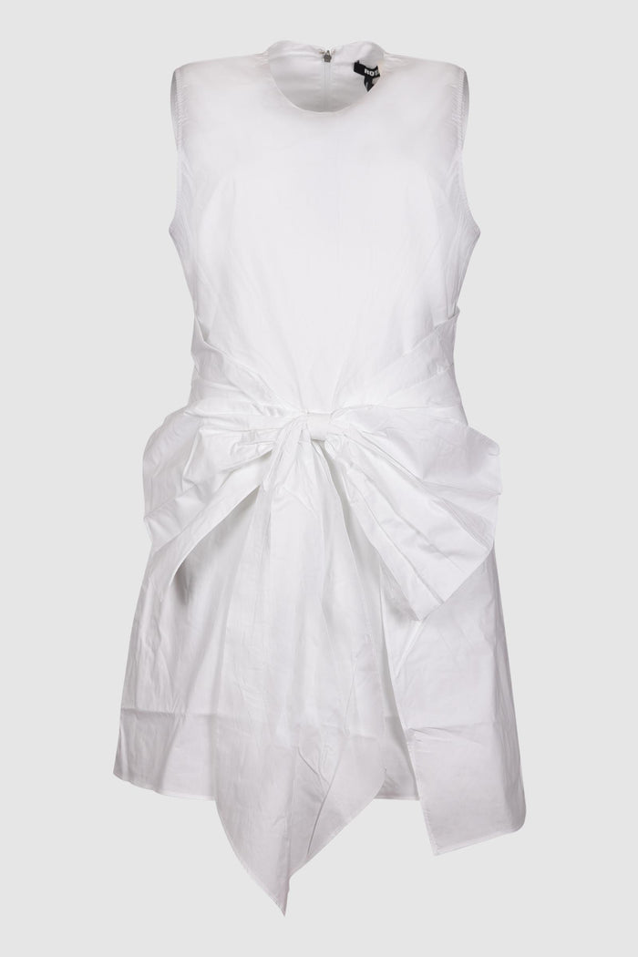 Abito senza maniche con fiocco bianco brillante