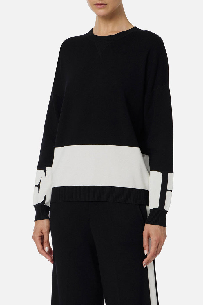 Maglia in viscosa con bande lucide-2