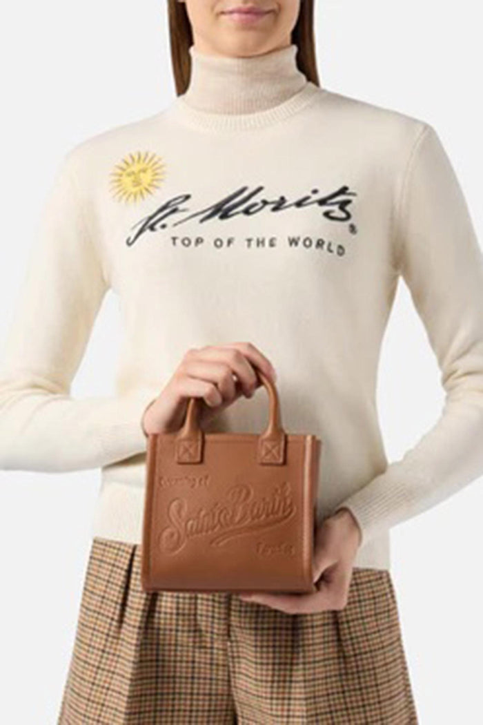 <BR/>Borsa a spalla Vanity Bag Mini in pelle martellata cammello-5