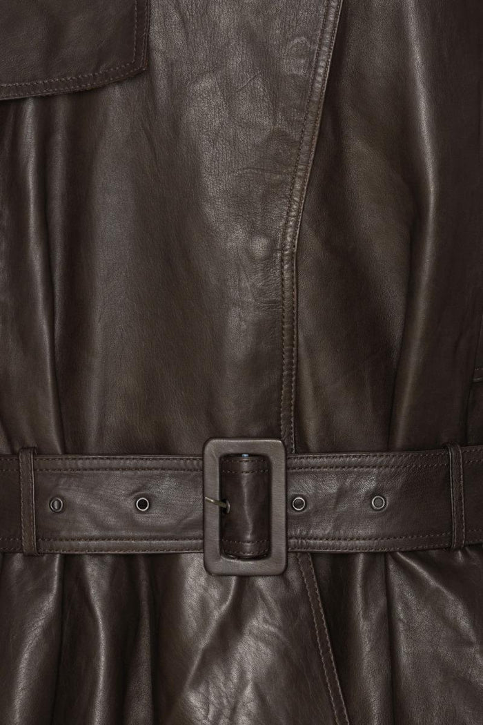 <BR/>Giacca di pelle da motociclista marrone scuro<BR/>-6