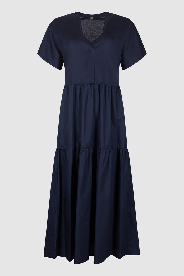 Abito a balze in jersey di cotone - Blu