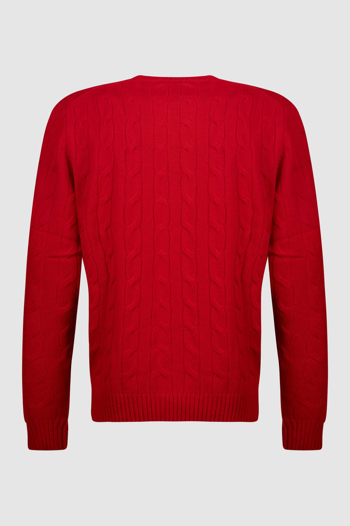 Maglione Treccia Rosso-2