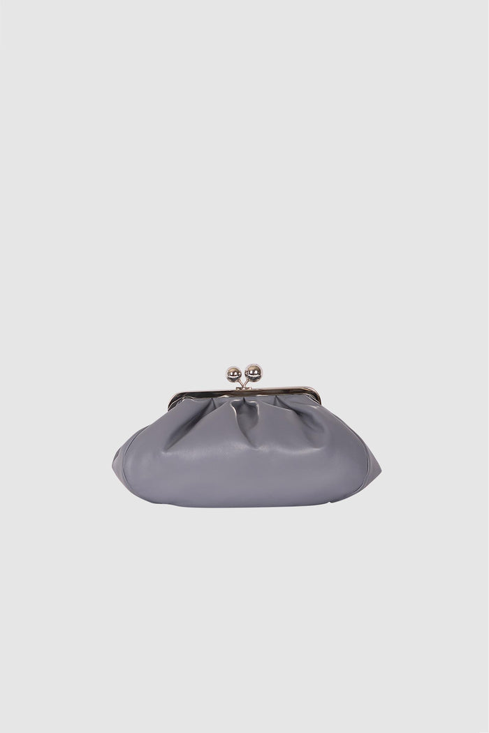 Pochette Grigia Vintage con Chiusura a Clip-1