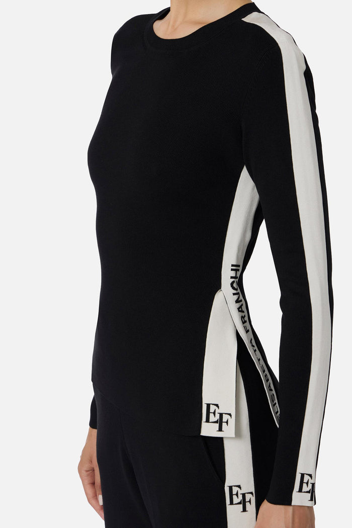 Maglia in viscosa con bande lucide-3