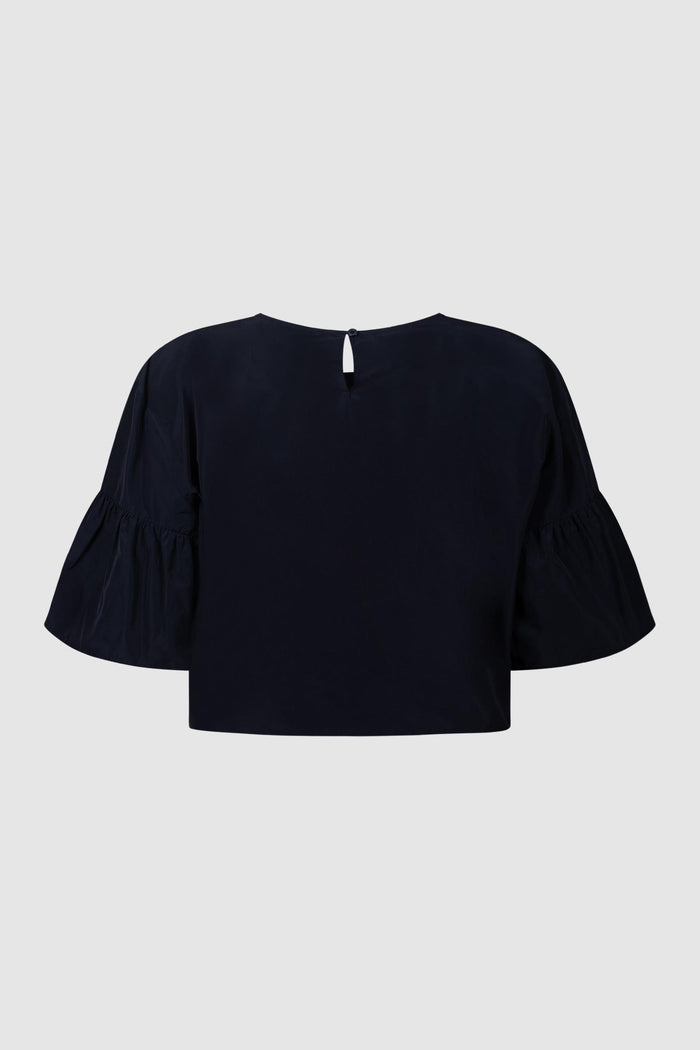 Blusa crop in taffettà di cotone-2