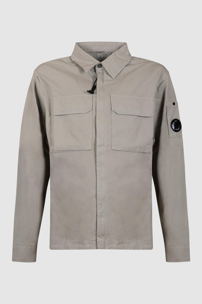 Camicia con cerniera e lenti in gabardine organico