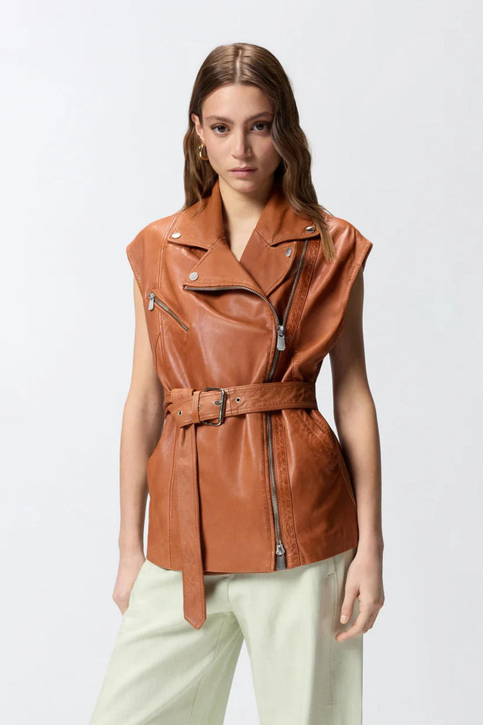 Gilet stile biker in pelle-6