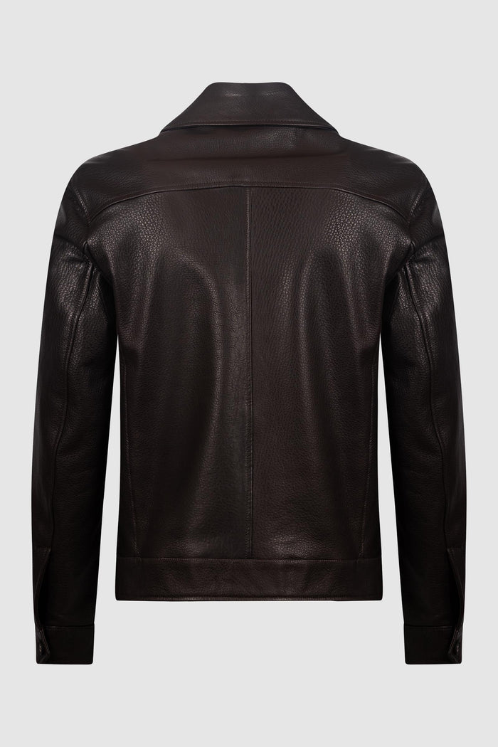 Giacca in Pelle Marrone-2