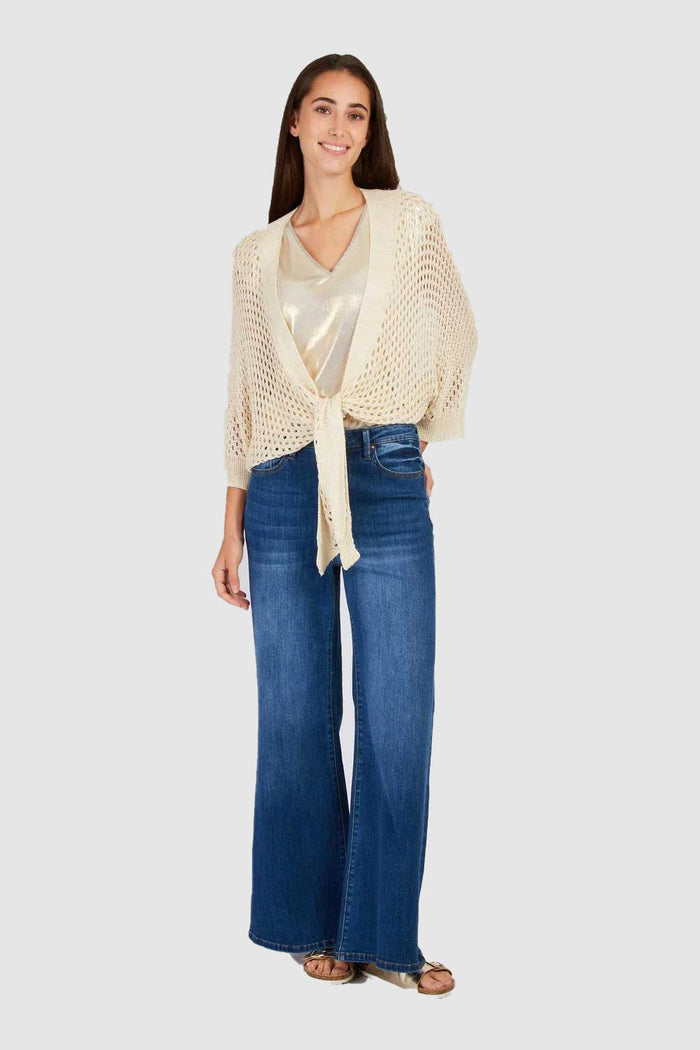 Cardigan in maglia traforata semplice FORTUNE-1