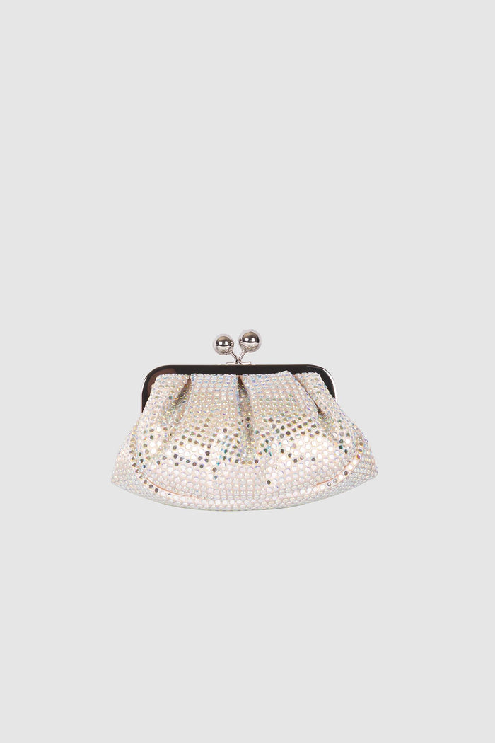 Pasticcino Bag small in raso con strass - Rosa antico-2