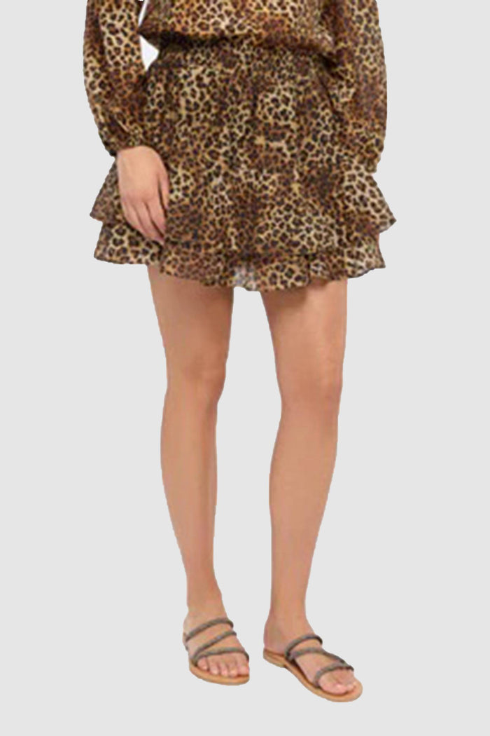 Eivissa mini gonna in voile di seta con stampa animalier