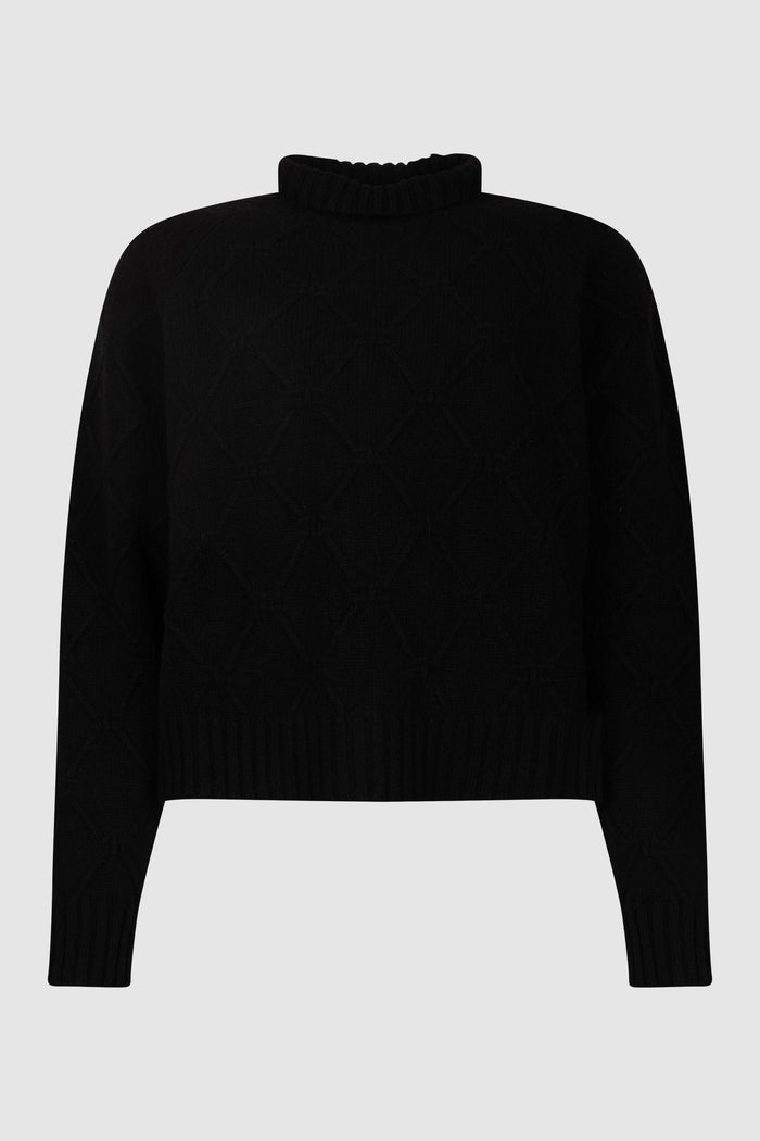 Maglione Donna a Collo Alto con Lavorazione Jacquard