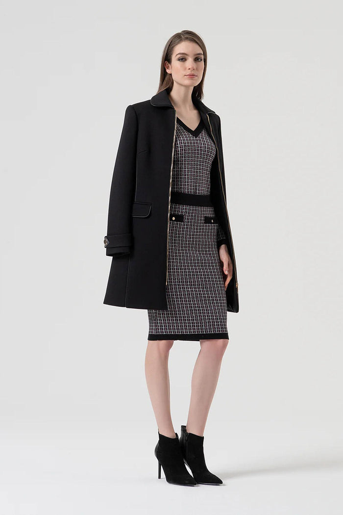 Gonna slim midi con jacquard geometrico-3