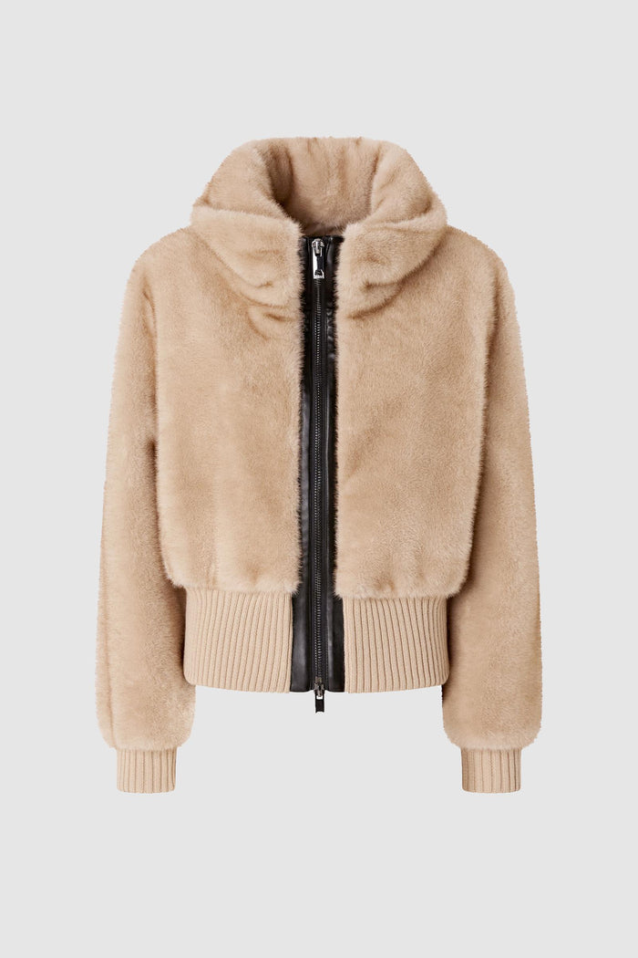 Bomber in tessuto effetto pelliccia