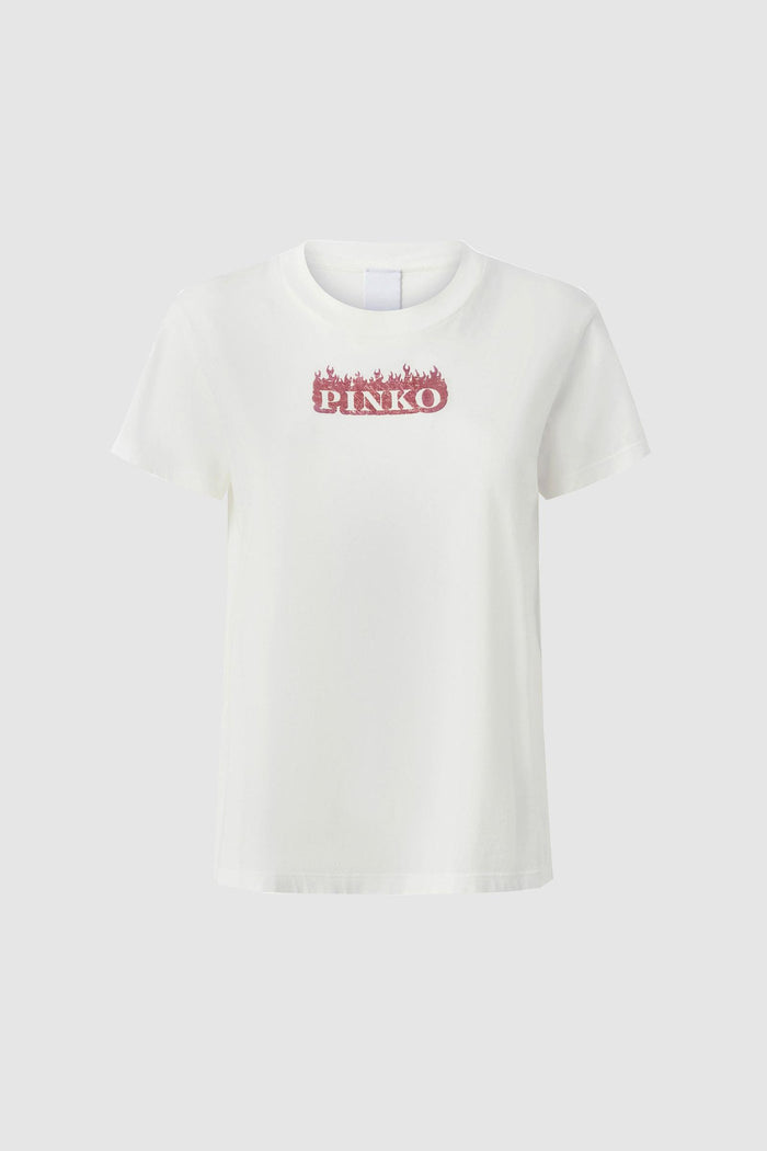 T-shirt stampa logo con fiamme