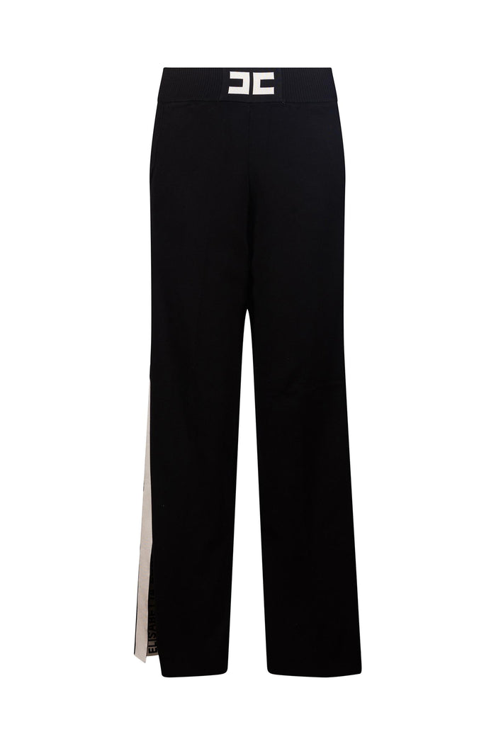 Pantaloni neri con cintura con logo-2