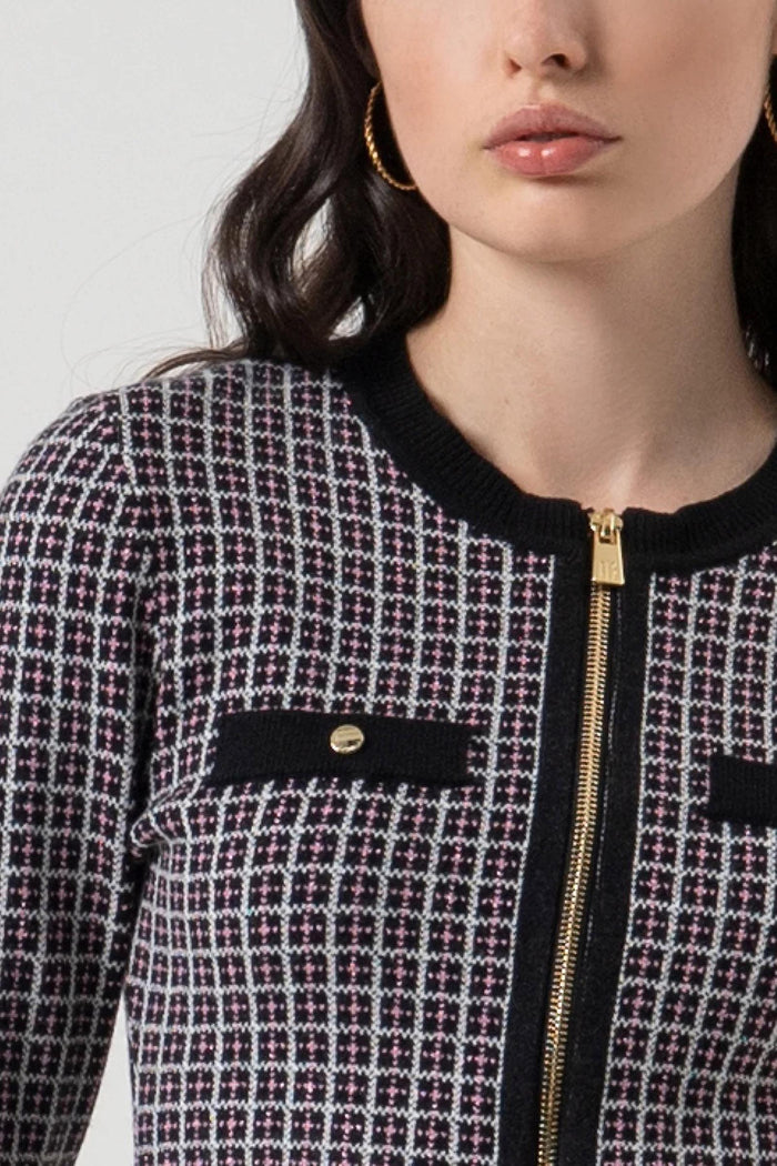 Cardigan slim con jacquard geometrico-4