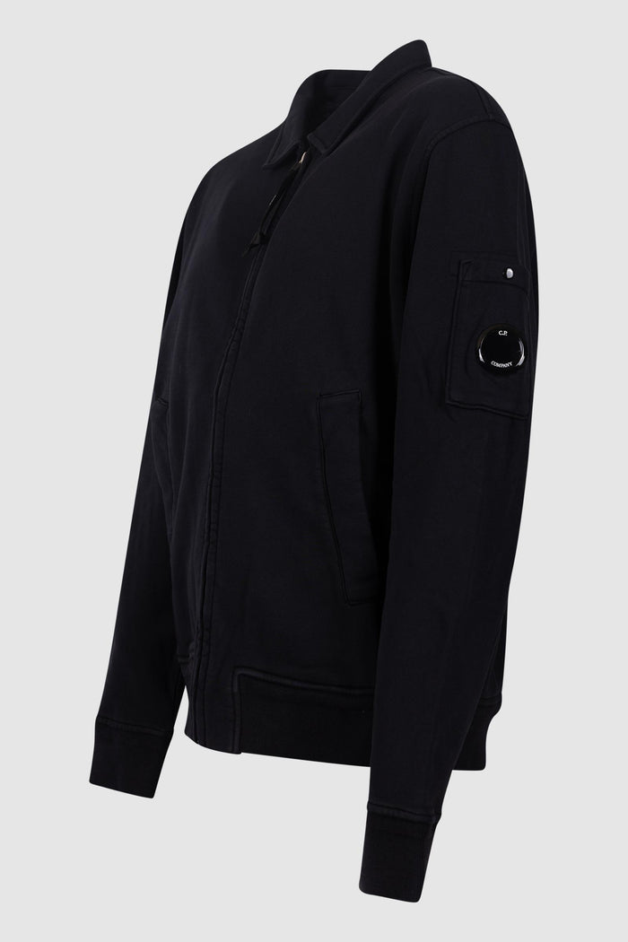 Felpa con zip e lenti in pile diagonale di cotone-2