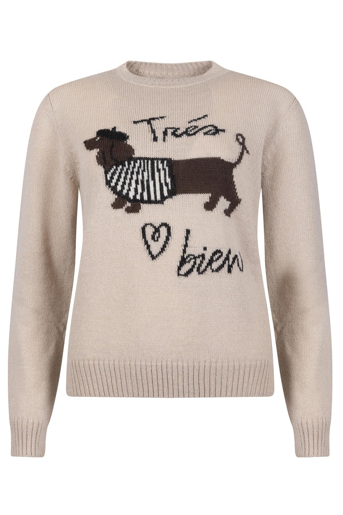 Maglia 'Trés Bien' con Intarsio Cane Bassotto-2