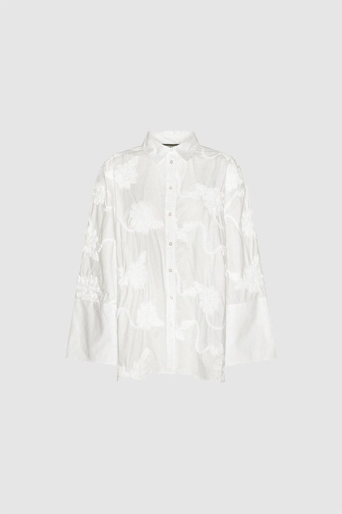 Camicia oversize a fiori bianca
