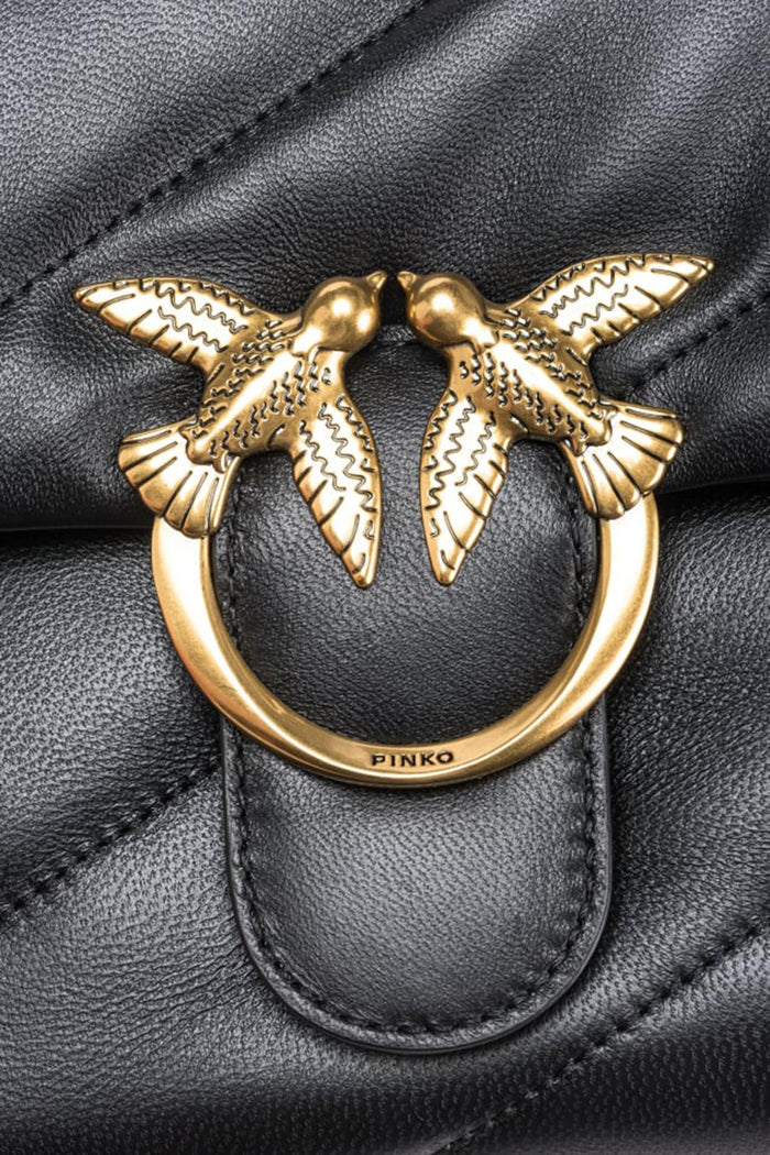 Borsa a tracolla media Love Bag Puff in nappa trapuntata con catena-3