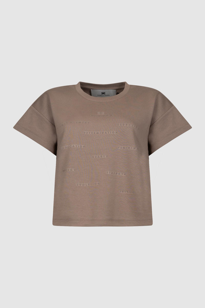 T-shirt in jersey con stampa lettering-1