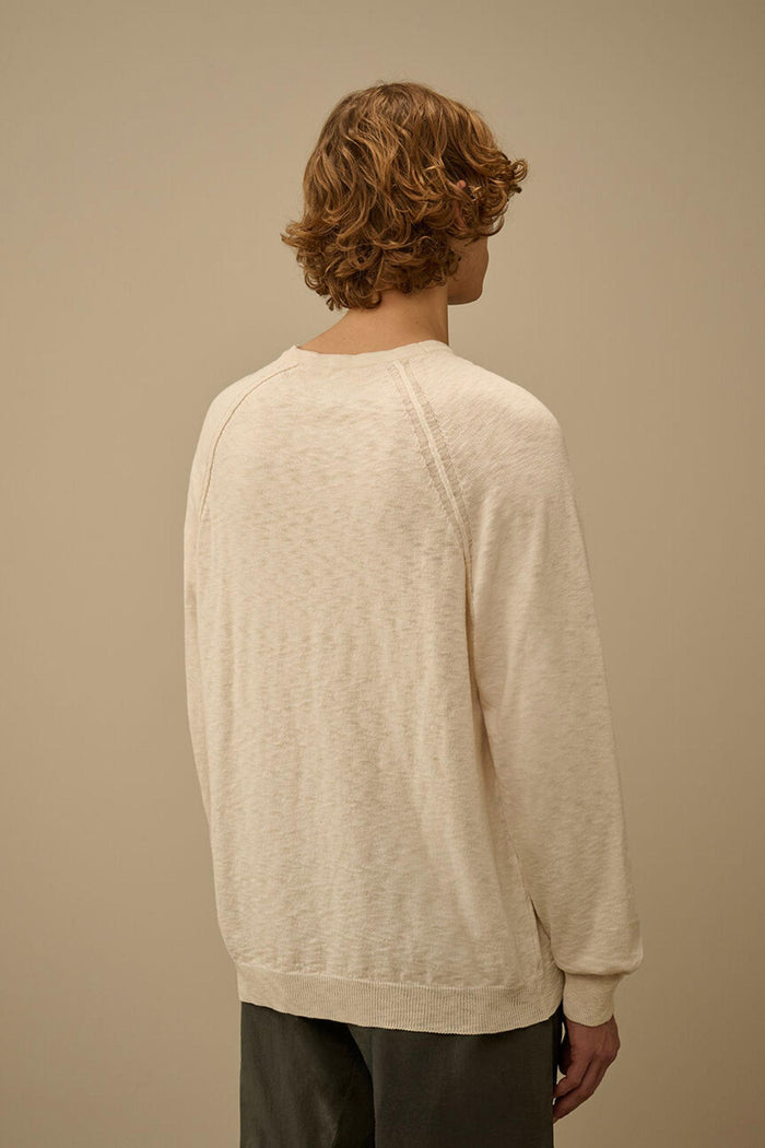 Maglione girocollo in cotone/nylon con lenti raglan-3