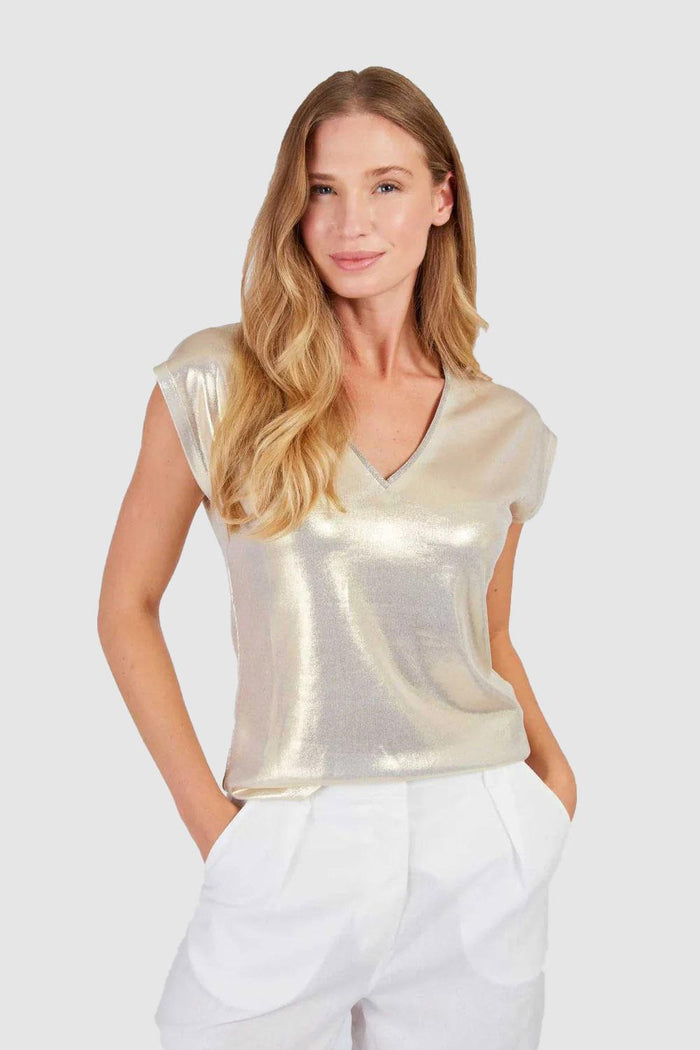 T-shirt metallizzata semplice ZELINA-1