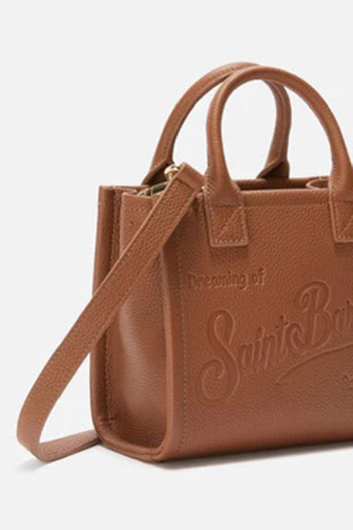 <BR/>Borsa a spalla Vanity Bag Mini in pelle martellata cammello-3