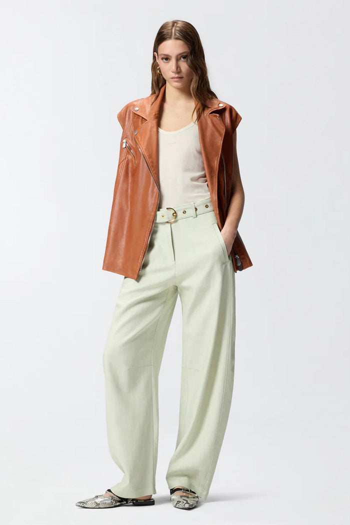 Gilet stile biker in pelle-5